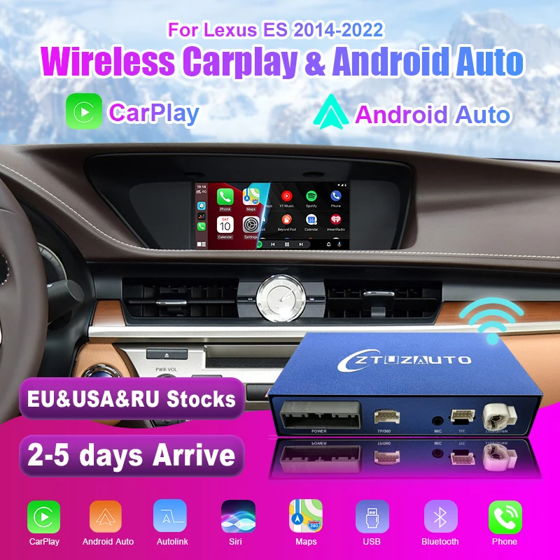 

Беспроводной CarPlay для Lexus ES 2014-2022, с Android Auto Mirror Link AirPlay Функции навигации Car Play