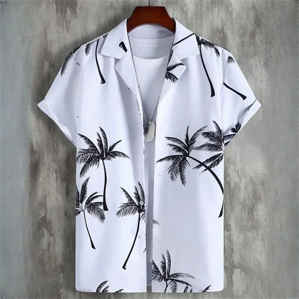 

Hawaiian style short-sleeved shirt jacket with 3D digital printing, loose and casual men's short-sleeved shirt, new style for 20