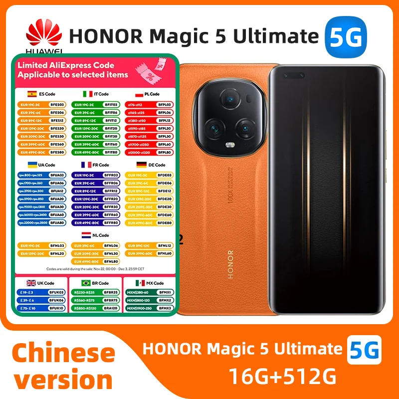 HONOR Magic 5 Ultimate Edition 5g SmartPhone 6.81inch 120HZ Screen 50MP Camera 5450mAh 66W Charge Original Android Used Phone