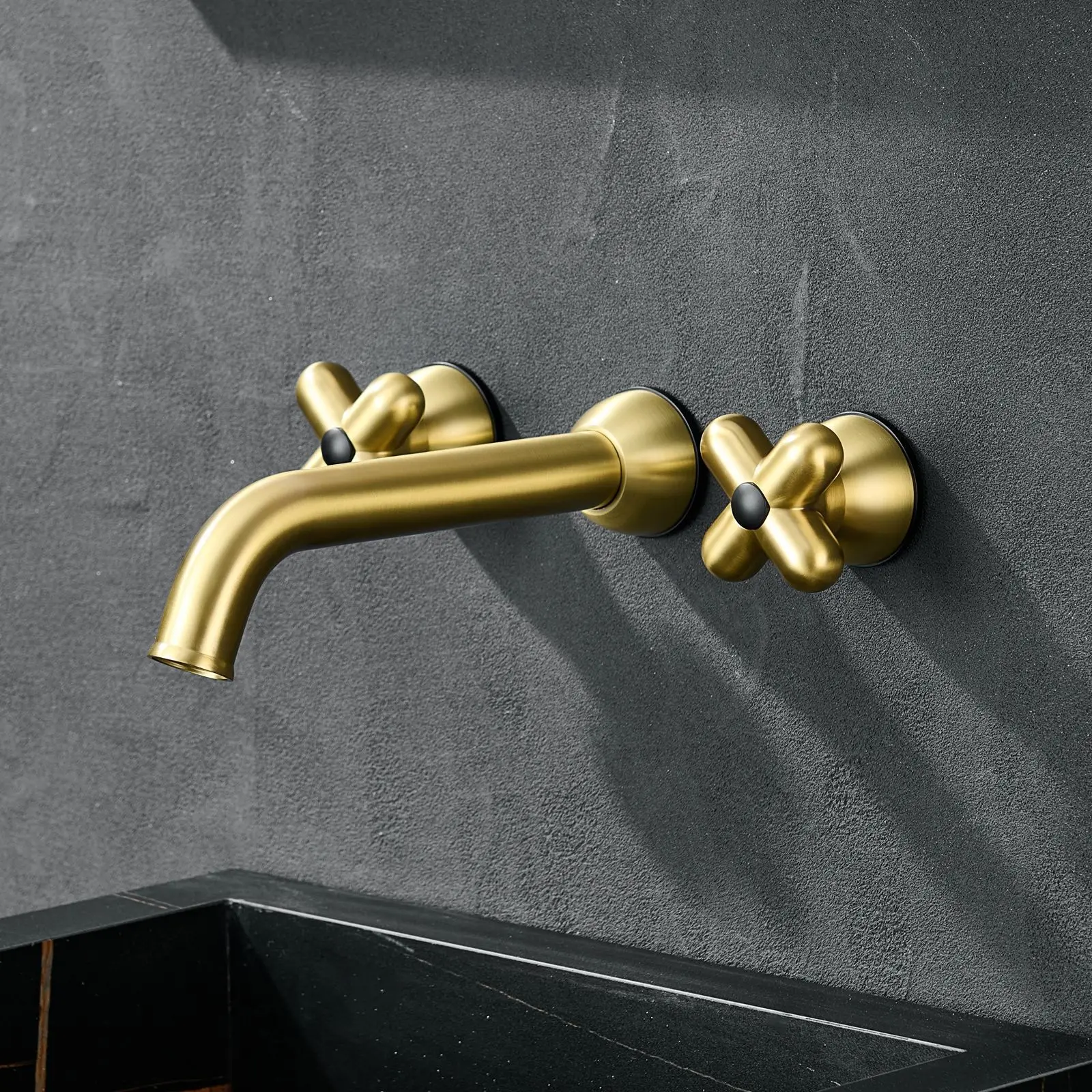 Wall Mounted Basin Faucet Bathroom Sink Tap Colorful Rotation Spout Sink Tap Brass Grey Red Brush Gold Finished