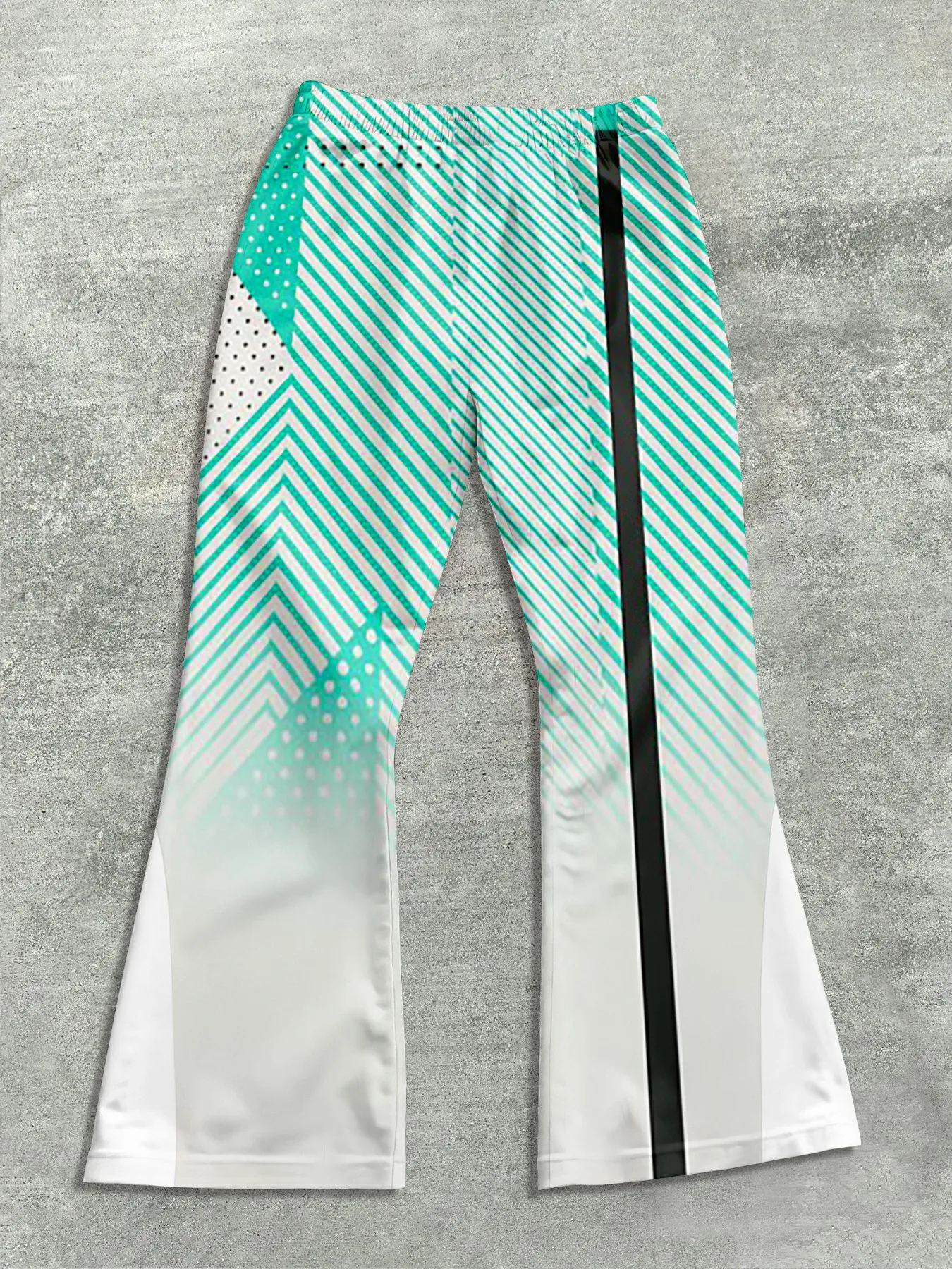 Pantalones de chándal informales para hombre, estilo callejero, con estampado cruzado, a la moda, ligeramente acampanados, diseño de bloques de Color en blanco y negro