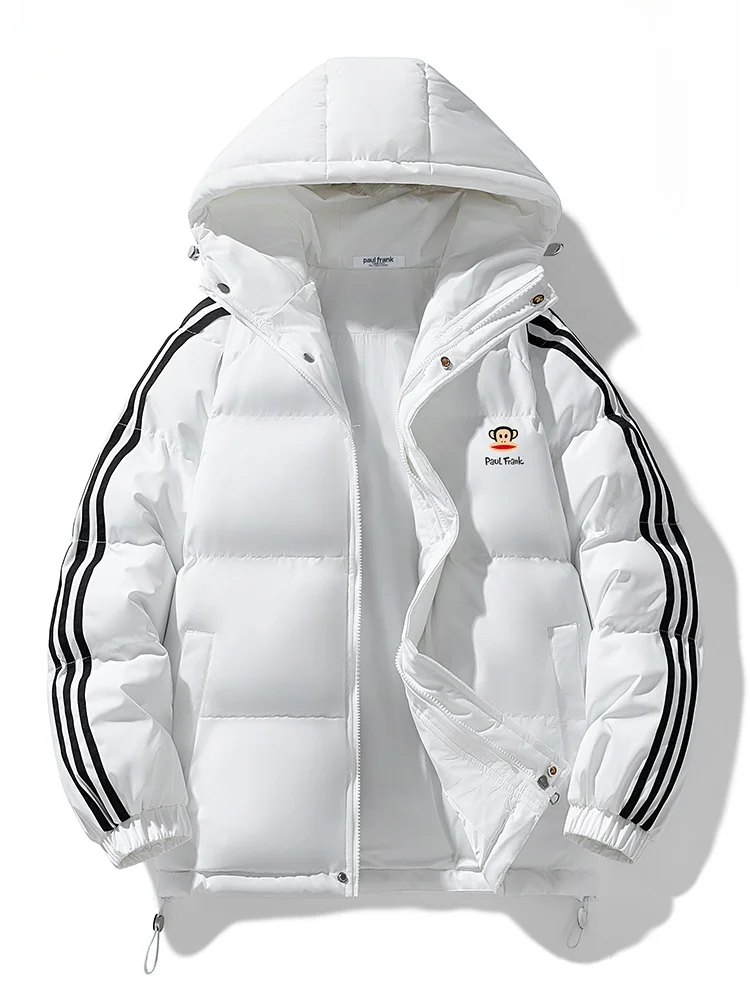 

Новая зимняя утепленная хлопковая куртка Paul Frank в клетку с капюшоном для мужчин, с длинными рукавами, на молнии, с анималистическим принтом, молодежная, стильная.