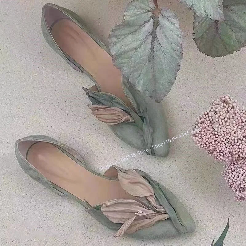 

Green Slip On Flower Cut Out Pumps Flattie Shallow Fashionable Sexy Cool Summer Big Size Woman Shoes Zapatillas Mujer