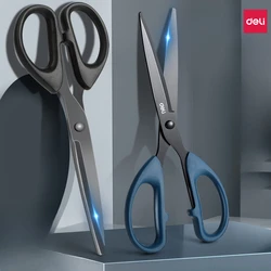 Deli-Stainless Steel Scissors, Faca Cortador, Tesoura para Escritório de Negócios Papelaria, Tesoura de Alfaiate Casa, Faca de Cozinha, Ferramenta De Corte, Preto, 210mm, 175mm