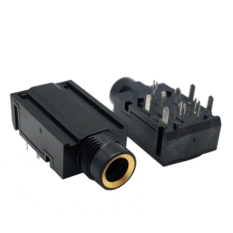 10PCS 6.35 Audio socket PJ-606A dual channel headphone MIC socket KTV microphone connector 9PIN plug-in DIP connector