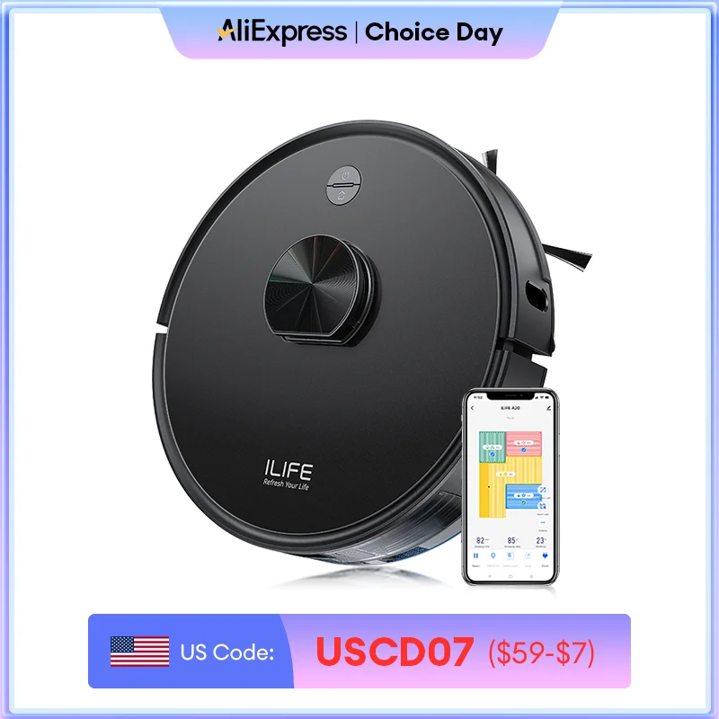 

ILIFE A20 Robot Vacuum and Mop Combo, LiDAR Navigation, 3000Pa Suction, Smart Mapping, App/Alexa Control, Ideal for Pet Hair