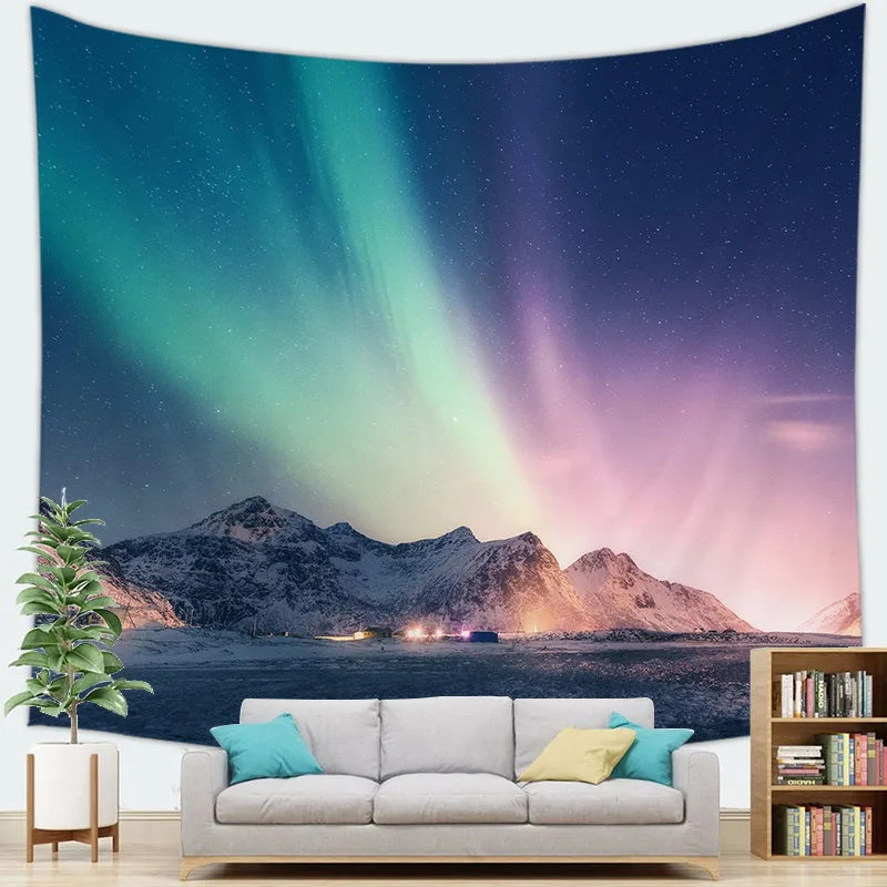 Night Sky Aurora Tapestry Wall Hanging Aurora Tapestry Wall Hanging Party Home Decoration Background Aurora Tapestry