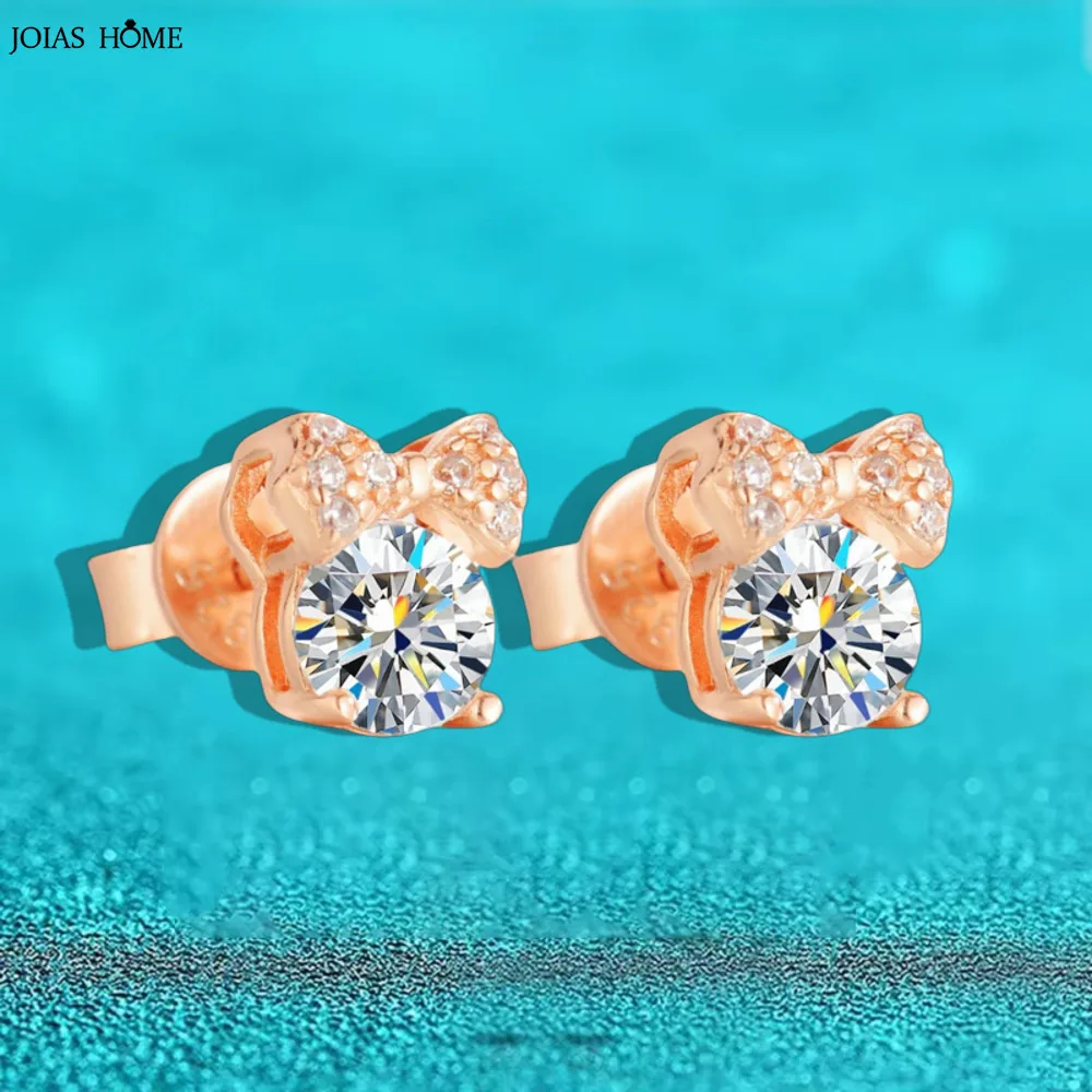 

JH 0.5CT 925 Sterling Silver Moissanite Bowknot Earrings For Women 18K RoseGold Stud Earrings D VVS1 Fine Jewelry Lab Diamond