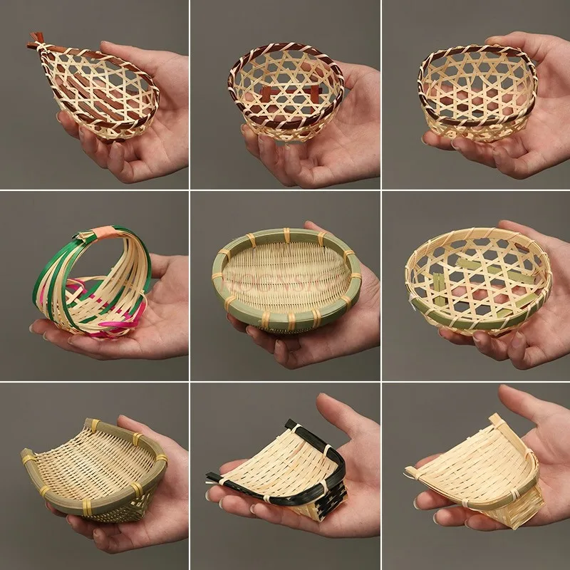 Bamboo mini basket creative hand woven small fruit basket for household storage and vegetable basket