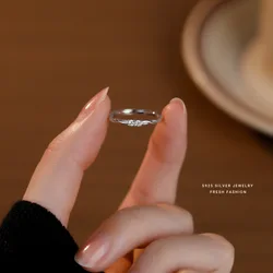 Fashion S925 Sterling Silver Simple Twist Zircon Temperament Ring Women Wedding Engagement Fine Jewelry Gift