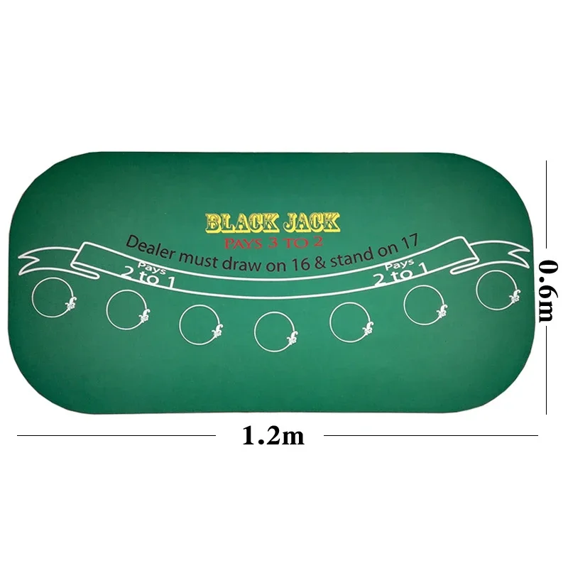 120x60cm Blackjack Rubber Game Mat Club Waterproof Non-slip Multiplayer Game Mat Party Entertainment Accessories