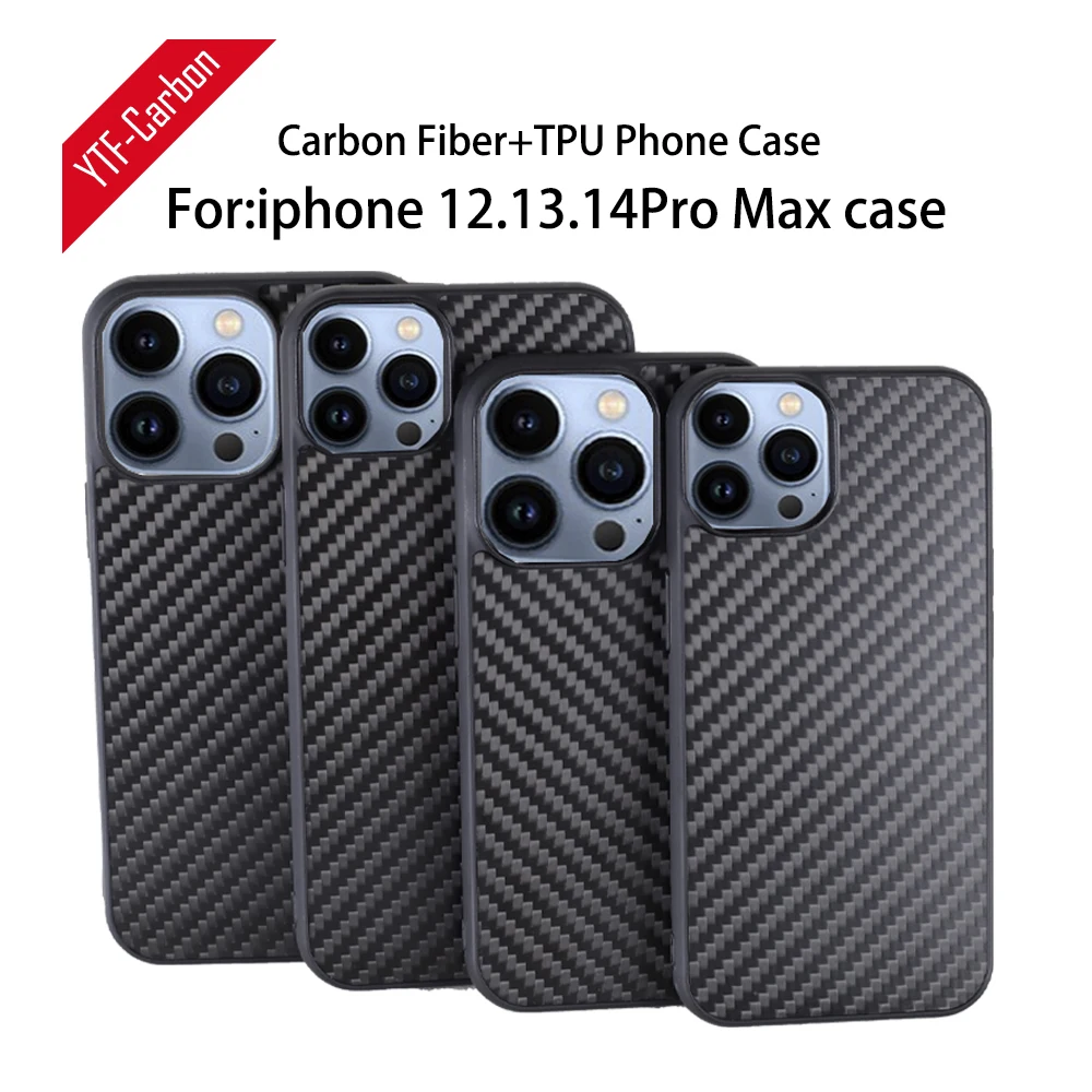 YTF-Carbon pure carbon fiber case For iphone 13 14Pro Max case Ultra-thin Anti-drop upgrade carbon fiber+TPU iphone 12mini cover