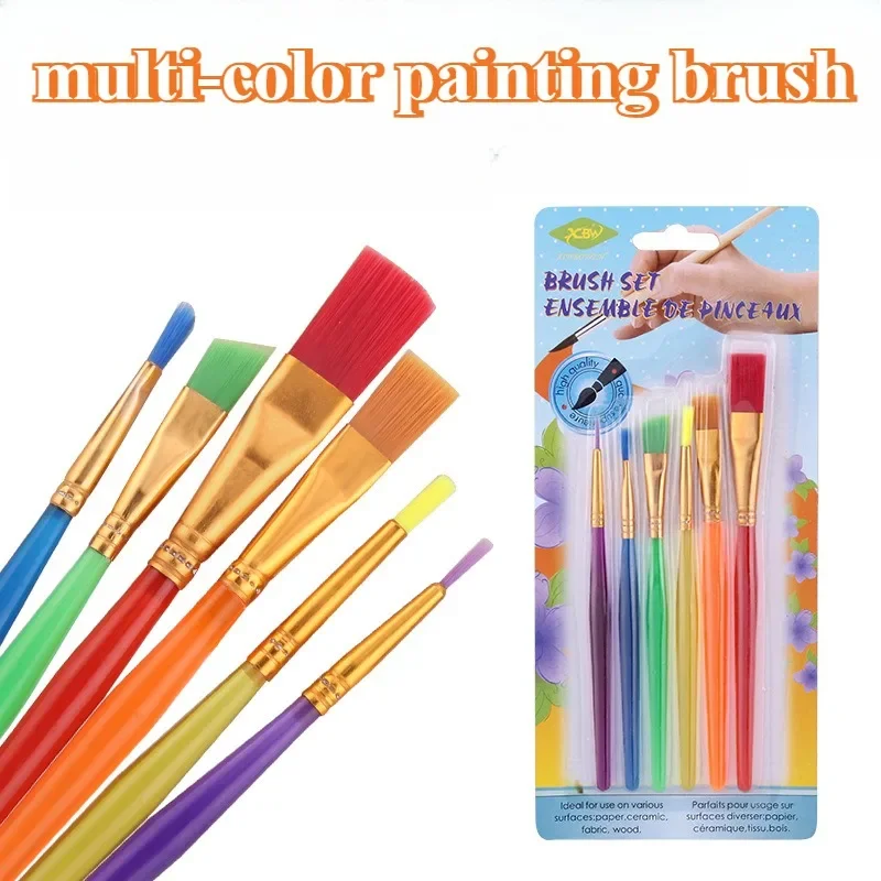 6 Pieces/set  Watercolor Paint Brushes Children's Gouache/Oil Painting Creation Details Graffiti Painting Brush Art Supplies