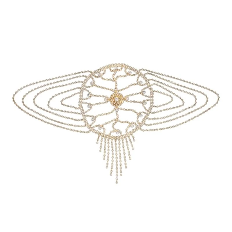 

652F Women Tassels Chain Headpiece Silver/ Golden Bridal Hair Accessory for Evening Dress Party Prom