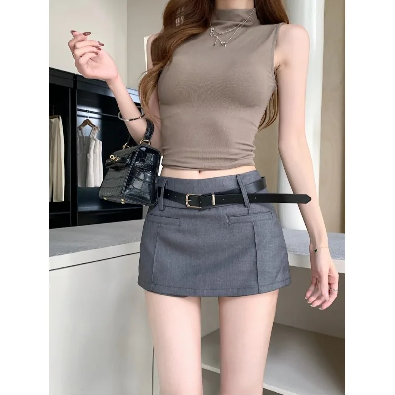 Saia  Versátil de Verão para Mulheres, Estilo Retro Sexy, Cintura Alta, Slimming, Anti-Luz, Modelo A-Line