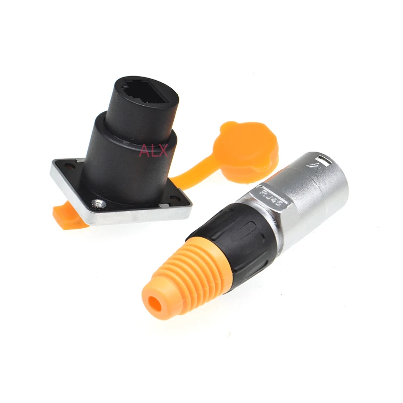 1set Waterproof Ip65 Rj45 Male Plug + Female Socket Connector Panel Mounting Rj45 Network Ethernet Connector Adapter 8pin 8p8c