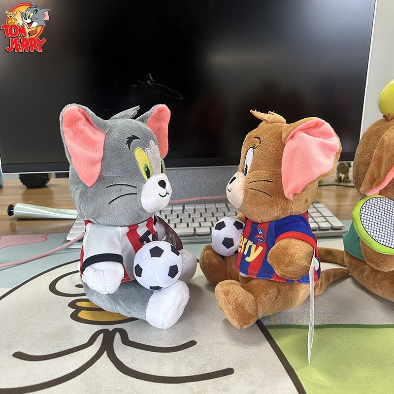 20cm Football Player Tom and Jerry Plush Toy, Soft and Huggable Stuffed Doll Great As Ornaments and Gifts