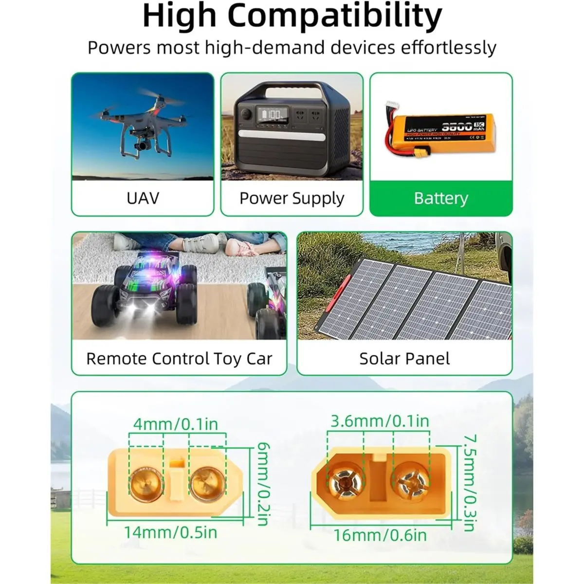 A73T 2pcs XT60 Connectors Terminal Adapter,XT60 to 2Pin Solderless Terminal Adapter for Solar Panels,Model Aircraft