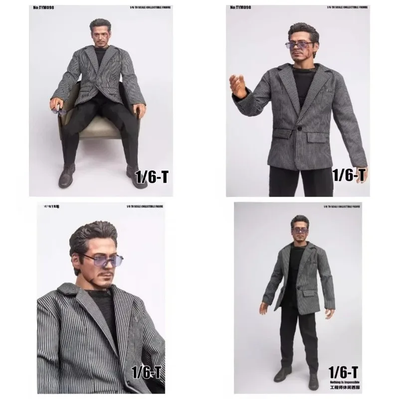 

In Stock TYM098 1/6 Male Soldier Black White Stripes Suit Engineer Casual Suit Clothes Model for 12" Action Figure Doll Hobby