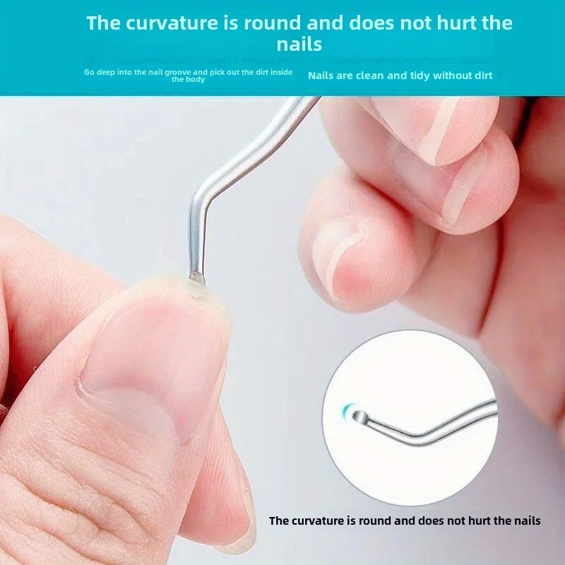 Kit de eliminación y uñas encarnadas de 4 piezas con herramientas de acero inoxidable, incluida lima de uñas, empujador de cutículas-Juego de pedicura profesional