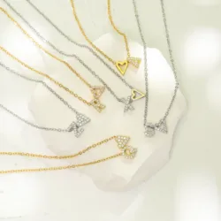 HECHENG,Fashion Tiny Heart Dainty Initial Necklace Zircon Letter Name Choker Necklace For Women Pendant Jewelry Gift