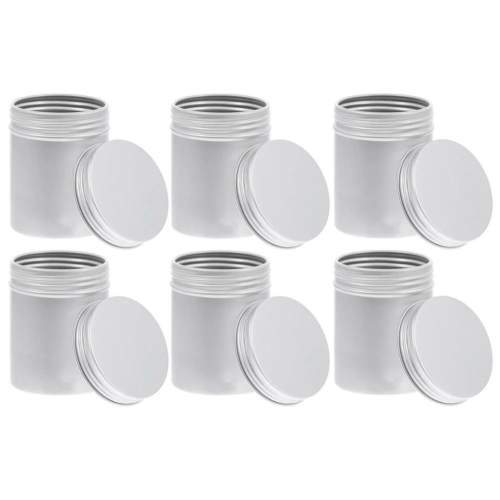 6 Pcs Seal Aluminum Box Airtight Biscuit Tin Storage Bucket with Lid Cosmetics Cream Jar