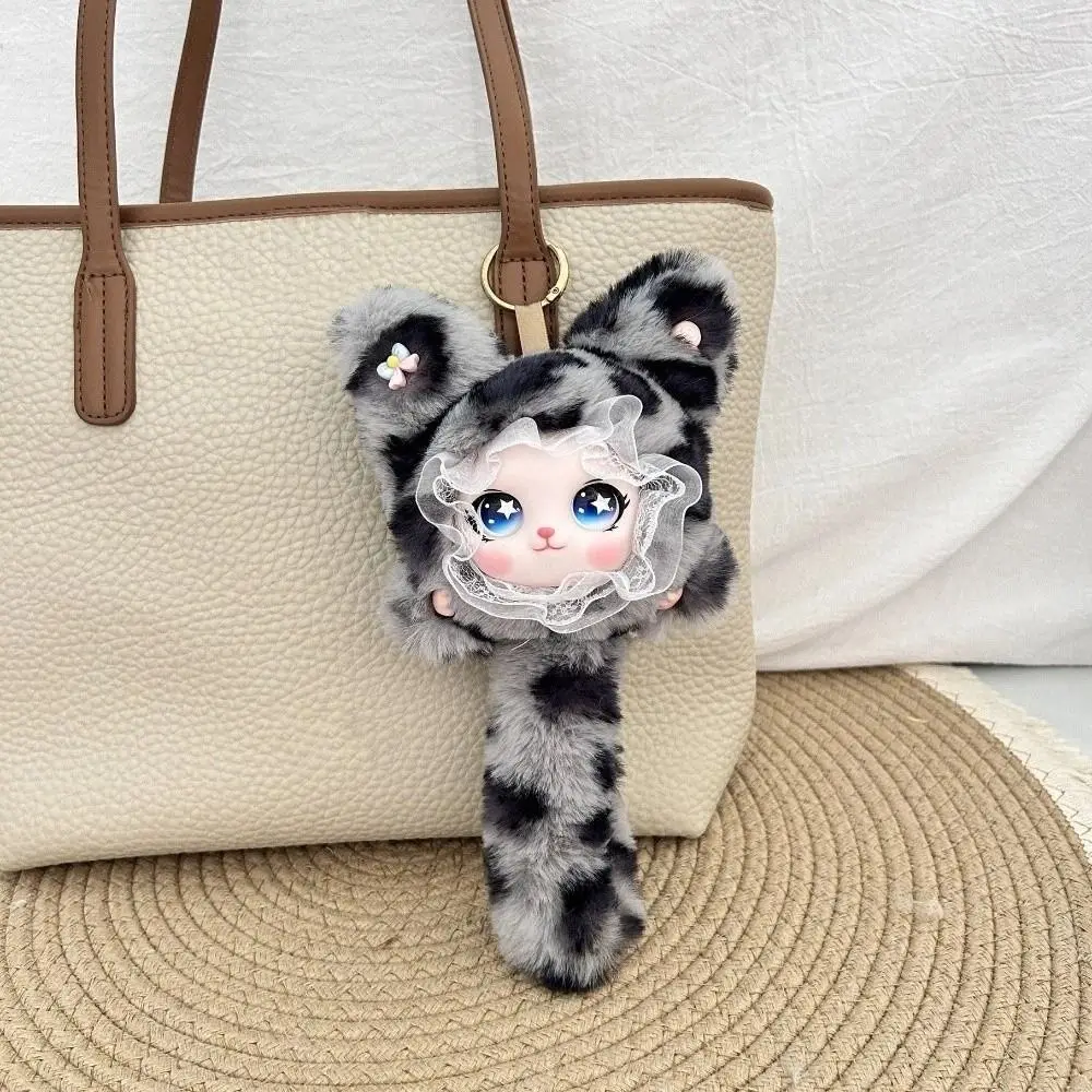 Key Ring Long Tail Cat Keychain Leopard Print Ornaments Furry Cat Pendant Kawaii Hanging Decoration Cat Keychain Use