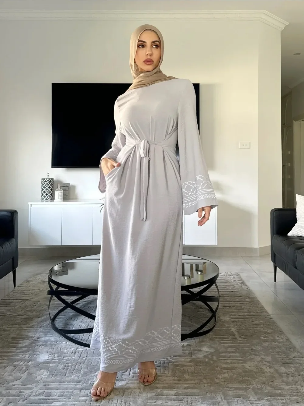 Eid haftowana sukienka muzułmańska dla kobiet sukienki imprezowe Jalabiya maroko dubaj długa szata arabski Ramadan Kaftan Islam Vestidos Largos