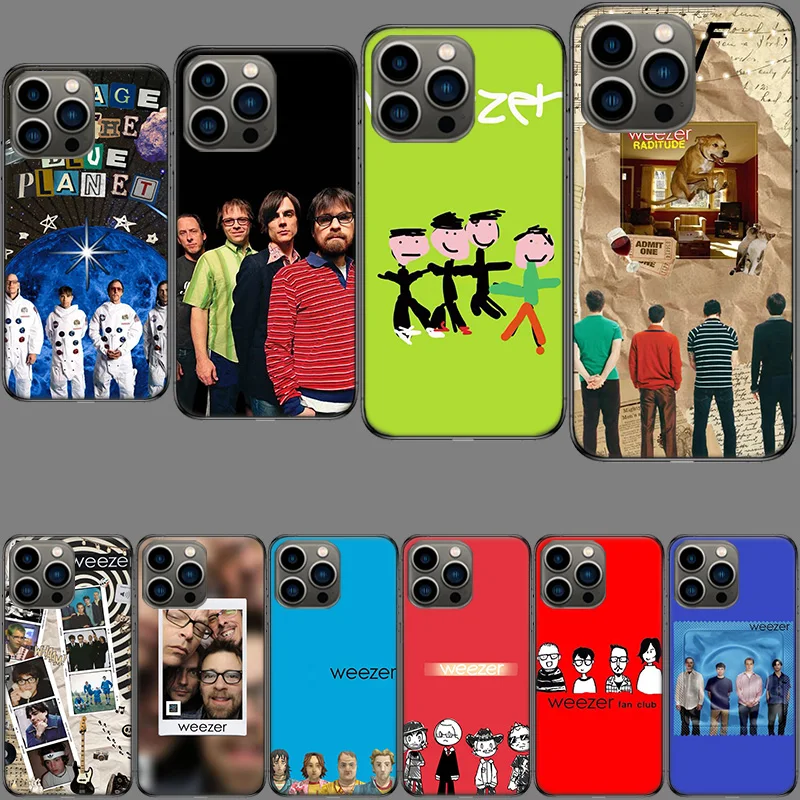 Band W-Weezer Phone Case For Iphone 16E 15 Pro 14 Plus 17E 16 17 Pro Max Air 11 12 13 Mini Shockproof Capa Cute Cover TPU Cle