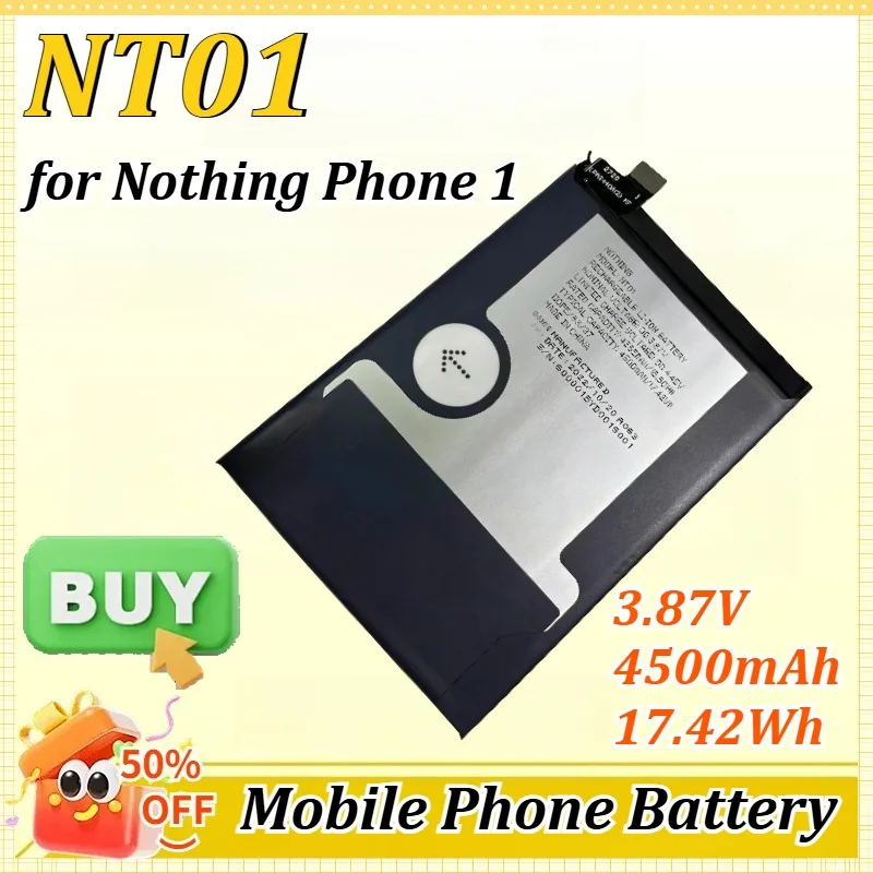 

NT01 3.87V 4500mAh 17.42Wh for Nothing Phone 1 One Mobile Phone Battery High-capacity Mobile Phone Battery Lightweight Portable