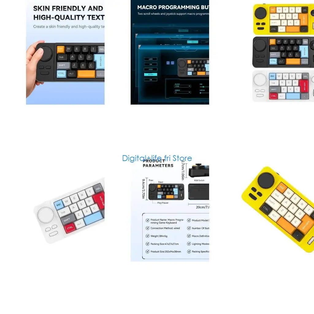 

E06D 19 Mechanical Gaming Keyboard Programmable Joystick Double Scroll Wheel Color Backlits Hot Swappable Switches