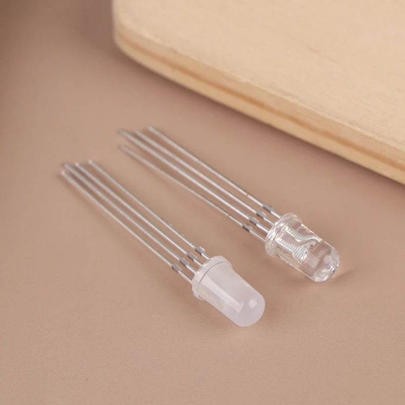

50PCS 5mm Full-color LED RGB Red/Green/Blue Common Cathode/Anode Four Feet Transparent Highlight Color Light 5mm Diode Colorful
