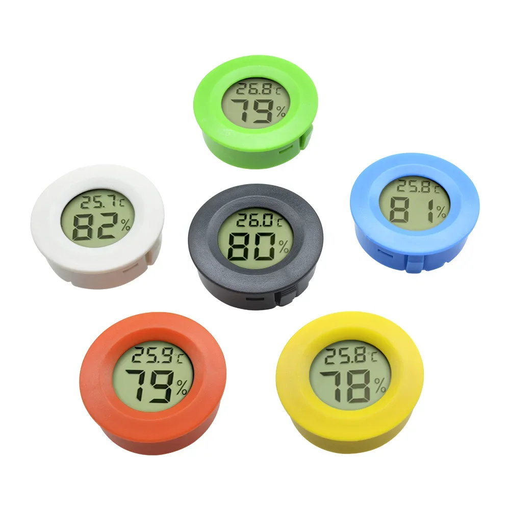 Mini LCD Digital Thermometer Hygrometer -50~ +70°C Round Temperature Humidity Sensor Detector For Freezer Cigar Box