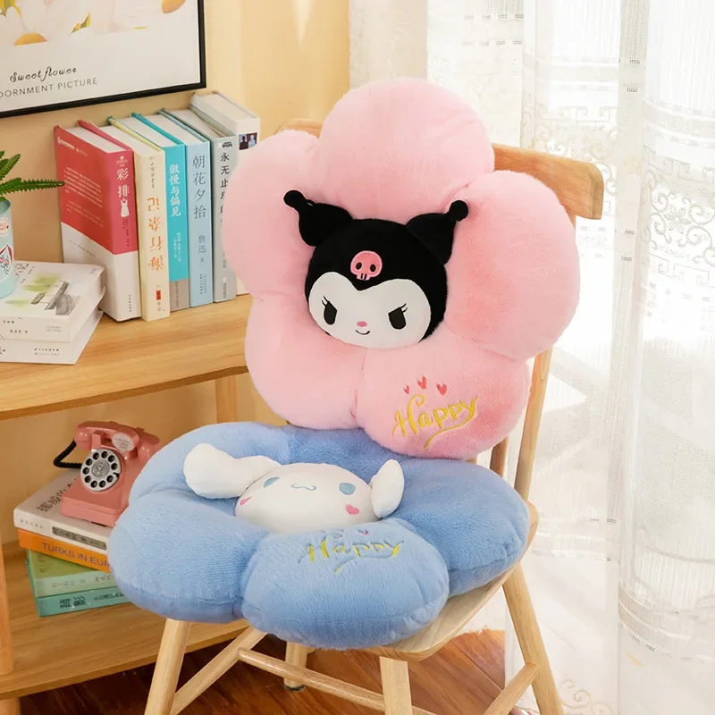 Sanrio Cartoon Flower Kuromi My Melody Cinnamoroll Pillow Plush Household Sofa Chair Office Bedroom Floor Cushion Kawaii Gifts