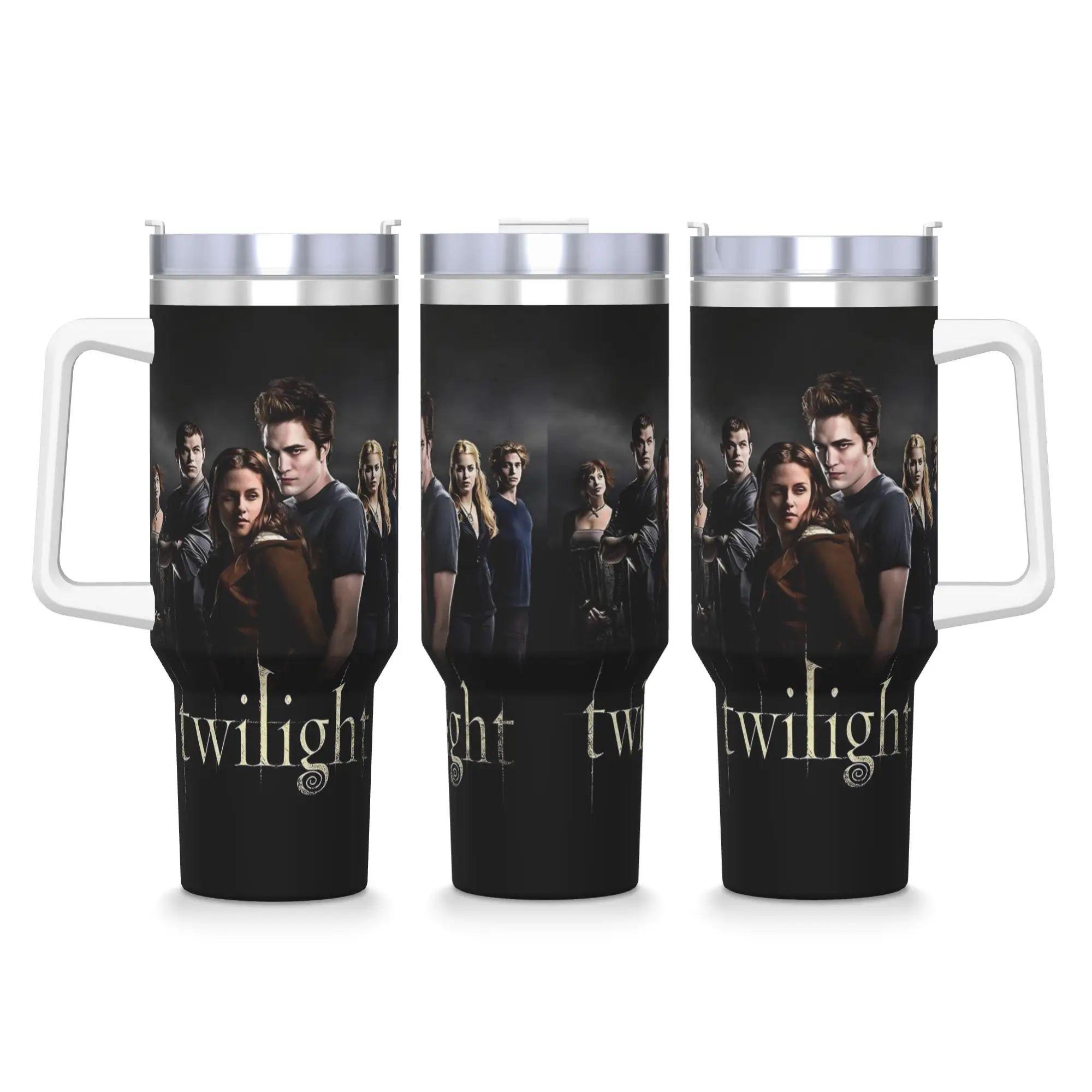 The Twilight Edward Bella  Stainless Steel Tumbler  Driving With Straws and Lid Large Car Mugs Hot Drinks Water Bottle