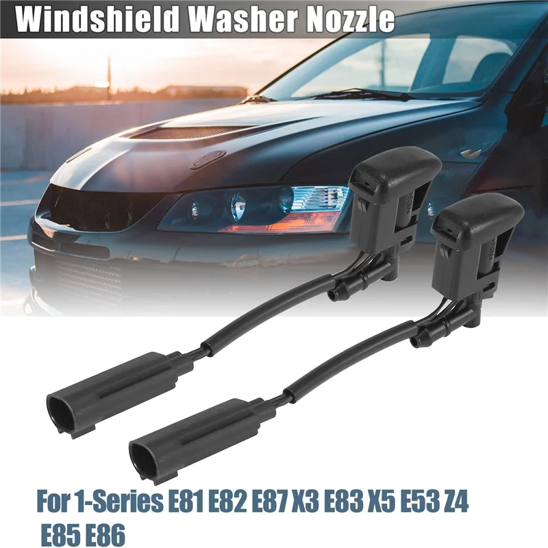 1Pair New Windshield Heated Washer Sprayer Nozzle Jet 61667110851 for -BMW 1-Series E81 E82 E87 X3 E83 X5 E53 Z4 E85 E86 view 2