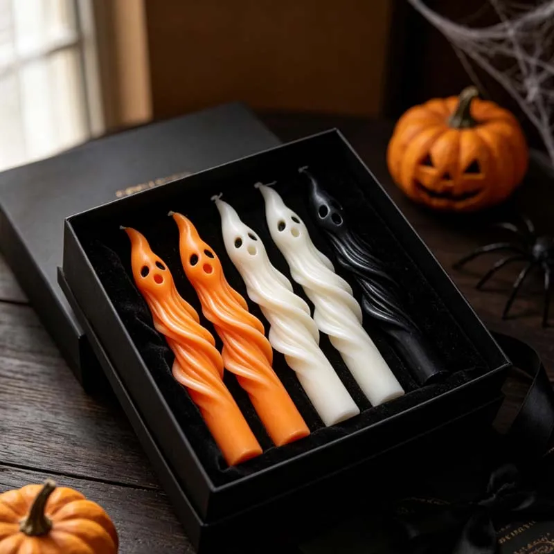 Halloween DIY Ghost-Shaped Long Scented Candle Decorative Ornament Silicone Mold Halloween Ghost-Shaped Handmade Gift Make Mould 2