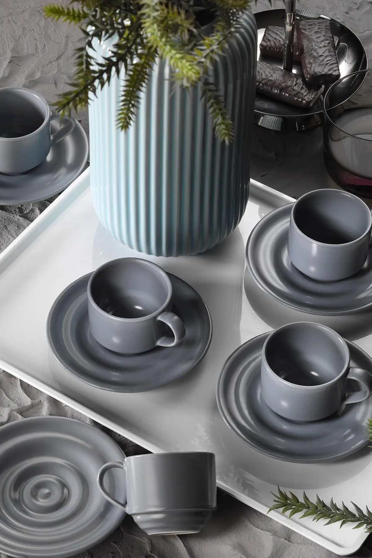 Coffee Set Gray New Tuvana Elegant Design Gift Cups