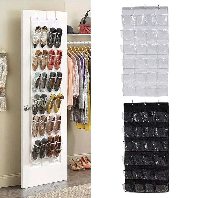 24 Grid Wall-mounted Shoes Organizer Rack Over Door Hanging Storage Holder Rack Bedroom Closets Shoes Storage Bag for Room