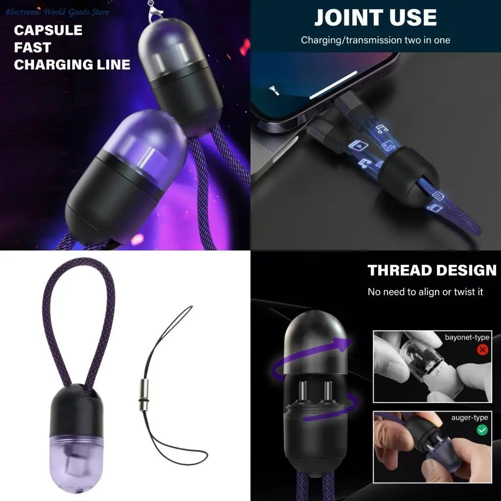 

A3PD High Efficiency 240W USB C Cable Quickly and Syncing Cord with Threaded Connectors for Secures Fit 0.2m