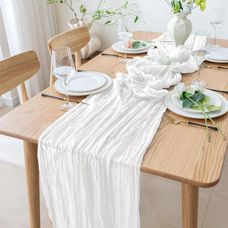 

Semi-Sheer Gauze Table Runner Sage Cheesecloth Table Setting Dining Vintage Wedding Party Christmas Banquets Arches Cake Decor