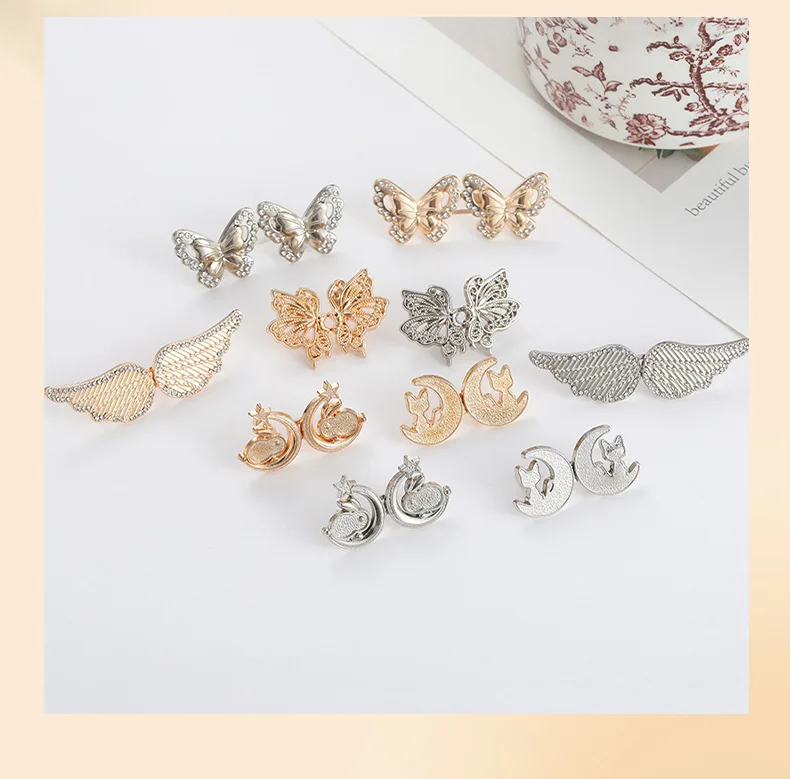 Jeans Button Adjustable Clips for Pant Skirts Waist Tightener Buckle Snap Button Adjuster Butterfly Pin Button Clothing Supplies