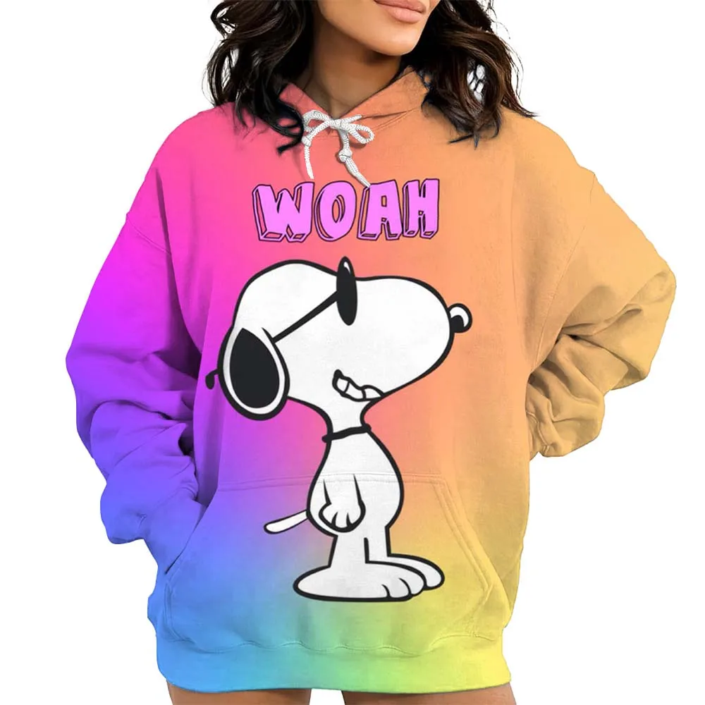 Neuer Cartoon-Snoopy-Druck-Hoodie für Damen, locker, lässig, vielseitig, Cartoon-Top, Kapuzenpullover, Beschichtung, einfache Mode, lockerer Hoodie für Damen