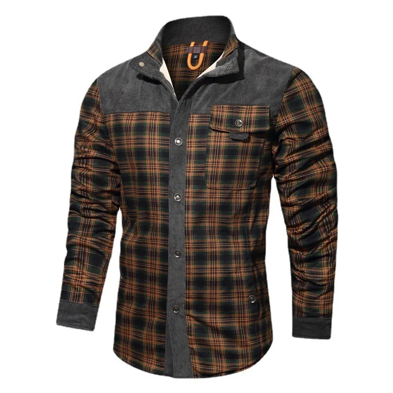 Men Plaid Shirts Coats Winter Fleece Warm Shirts Jackets High Quality Men Cotton Loose Business Casual Outerwear Shirts Jackets