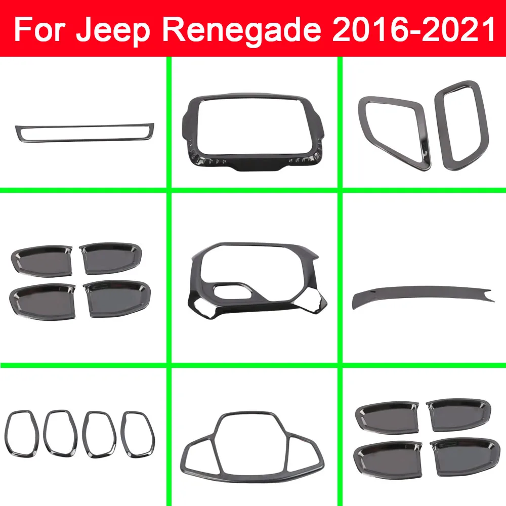 Stainless Steel Car Navigation Panel Cover Sticker Central Gear Box Shift Protection Trim Frame For Jeep Renegade 2016 2017-2021