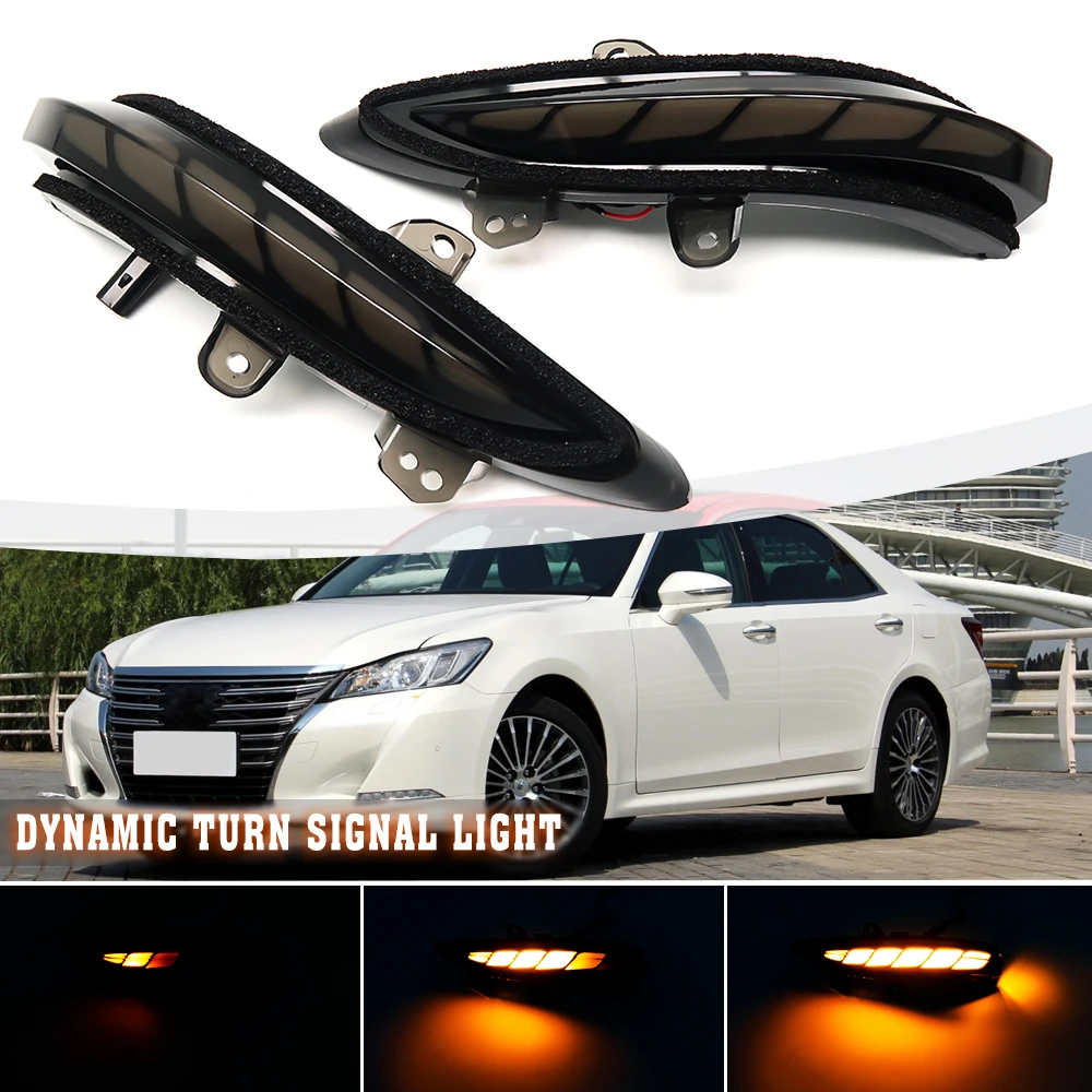 

2Pcs For Toyota Crown 2013-2018 S210 4th LED Dynamic Side Marker Lights Turn Signal Lamp Side Wing Mirror Indicator Blinker