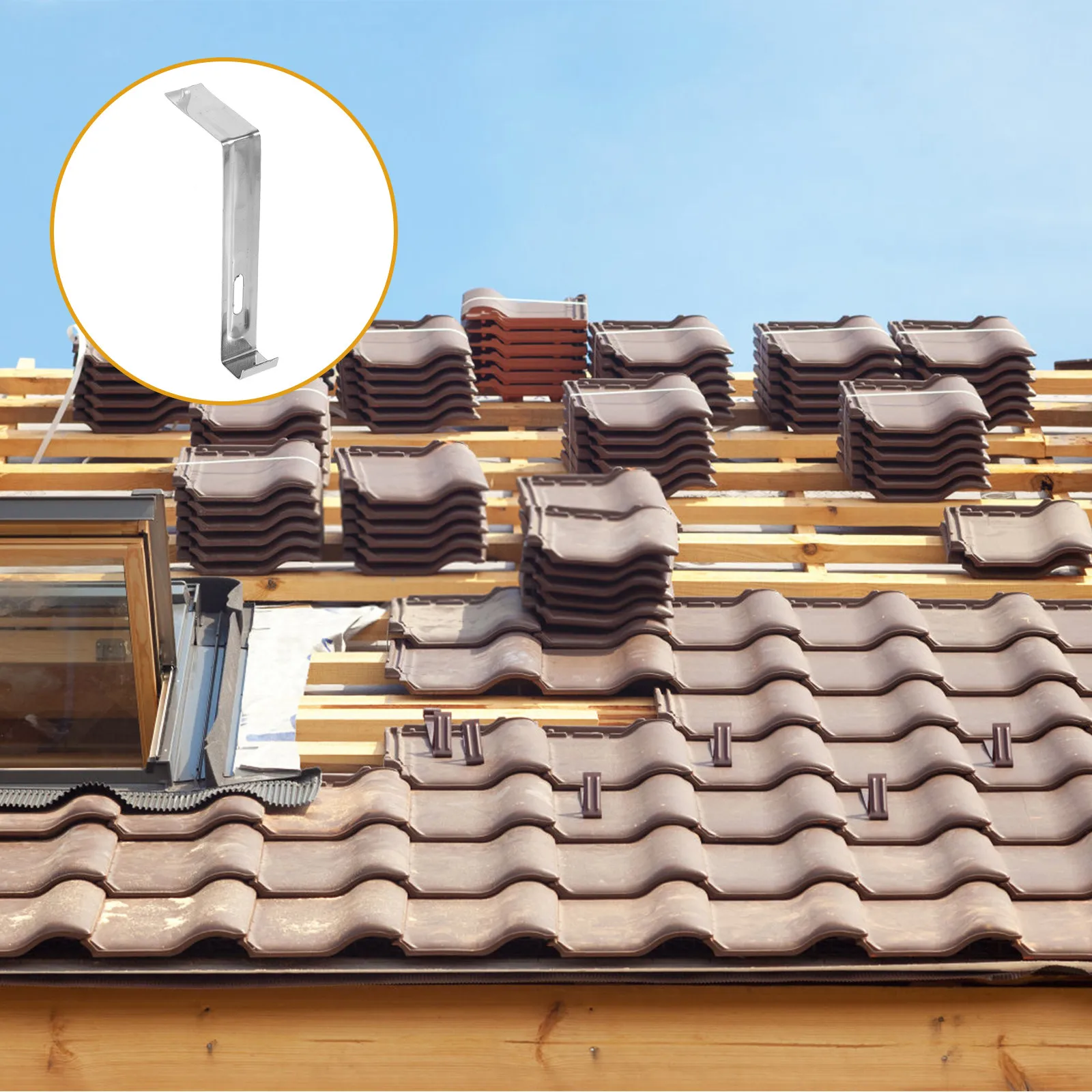 20Pcs Roof Tile Clips Heavy Duty Stainless Steel Hanging Buckle Roof Sheathing Clips for Outdoor Tile Fasteners Anti-Slip