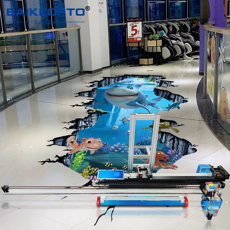 طابعة AI عالية السرعة للجدار والأرضيات 2 في 1 حبر CMYK طابعة فنية جدارية ثلاثية الأبعاد