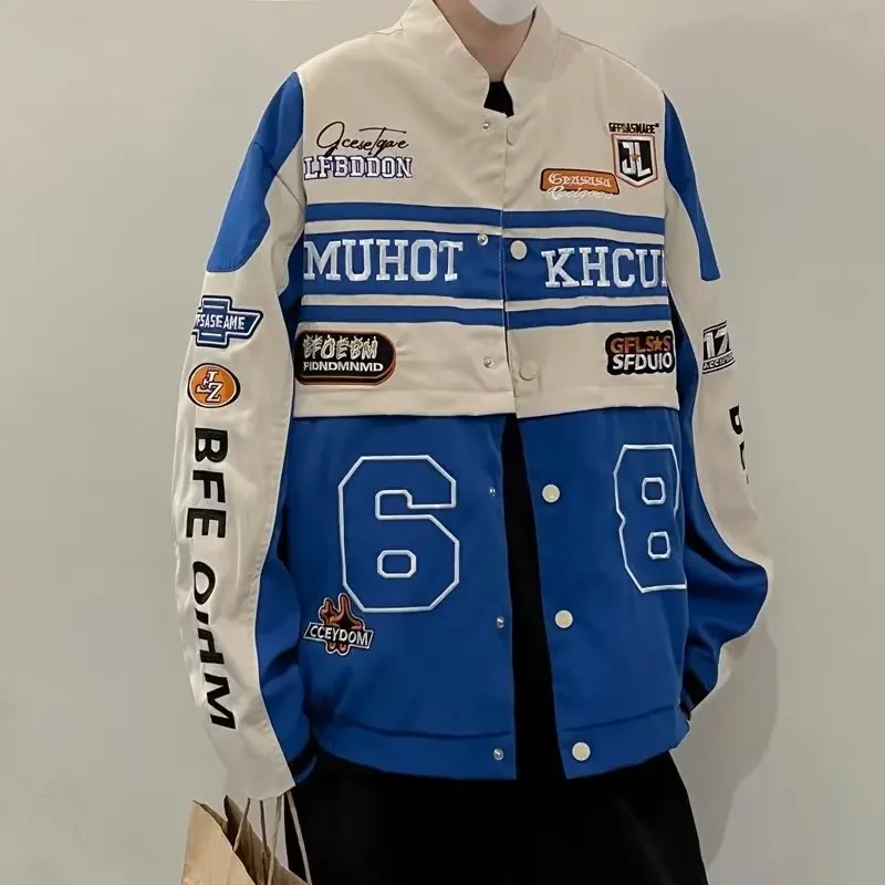 Uniforme de béisbol Y2K para hombre y mujer, chaqueta de motocicleta desmontable, holgada e informal, novedad de 2023