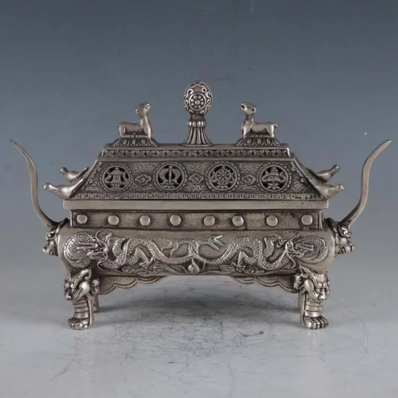 

Exquisite Tibetan Silver Dragon Incense Burner